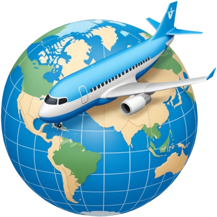 emoji de viaje, algo como un avion dandole la vuelta al mundo o dirigiendose a un destino en un mapa emoji