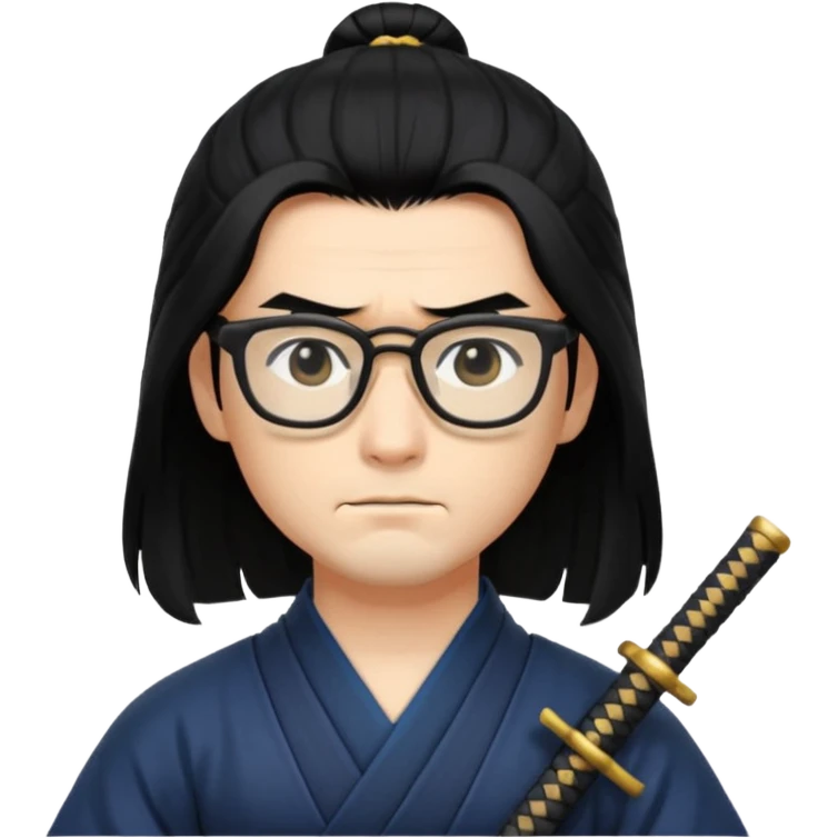 samurai, slim, long hair , glasses emoji