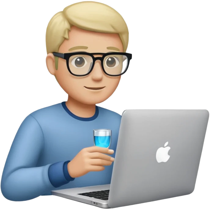 man using macbook wearing glass emoji