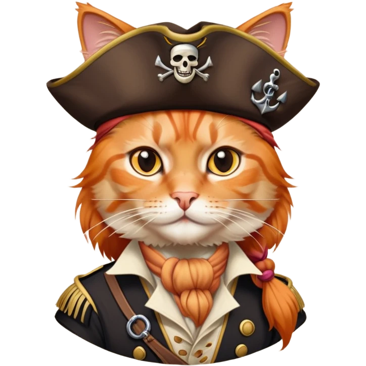 Aristocratic orange cat on Jack Sparrow's shoulder emoji