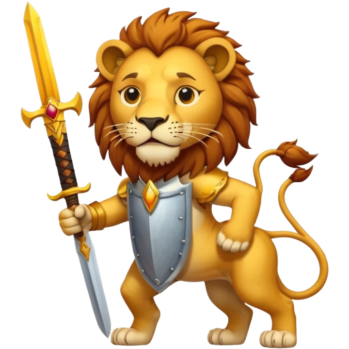 Please create a lion holding a sword with a sun behind the lion? emoji
