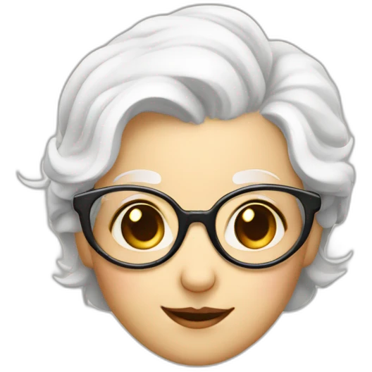 old jerry feminine mouse with spectacles and white hair and white dress emoji