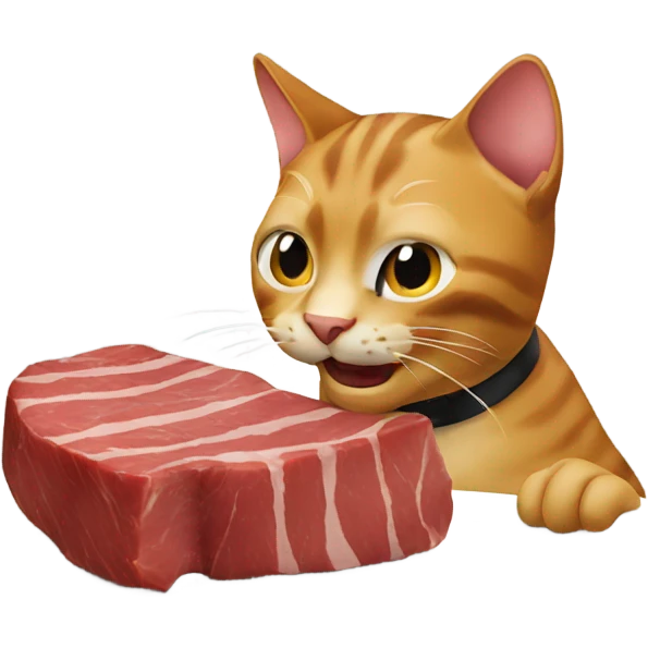 Cat eating steak  emoji