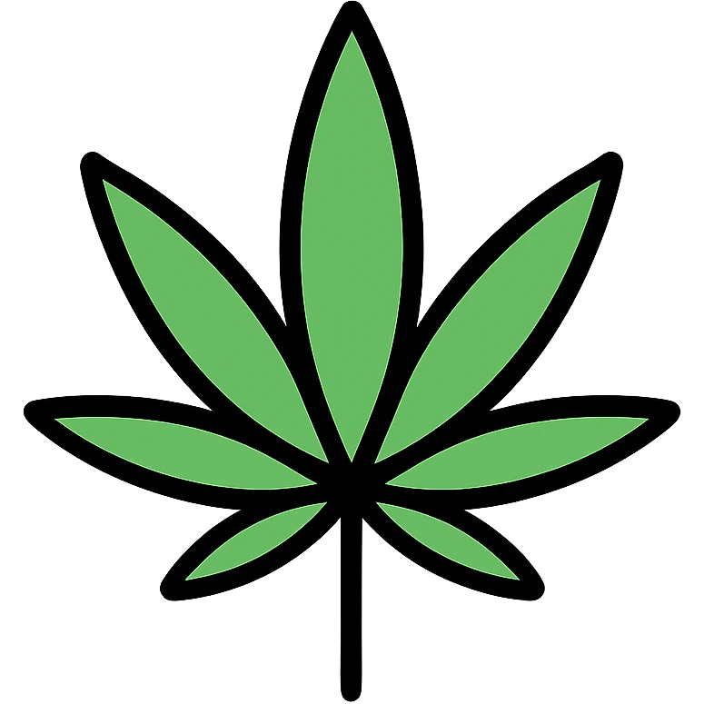 weed leaf, modern icon style, simple, clean lines, minimal color emoji