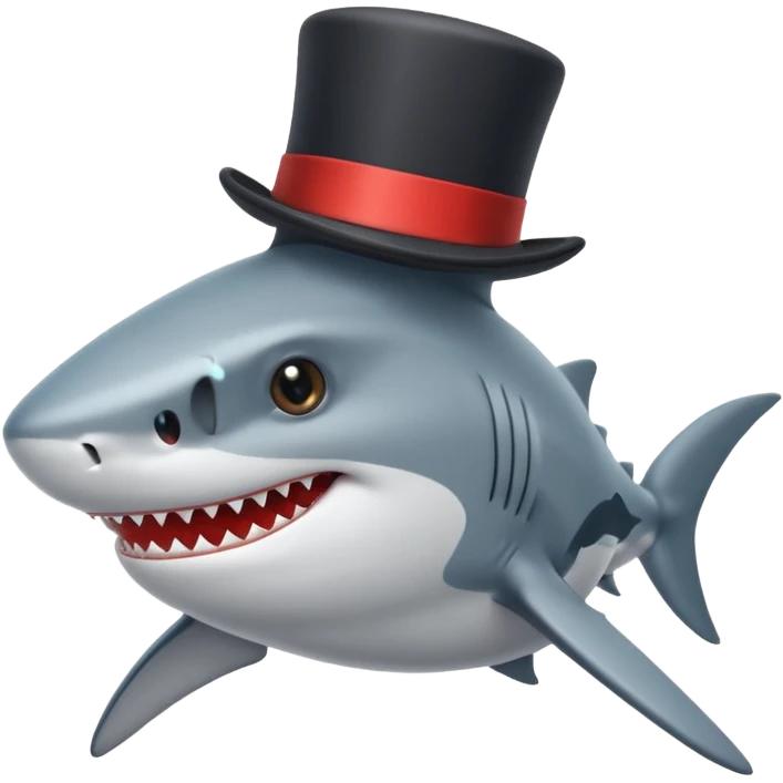 Shark with a top hat emoji