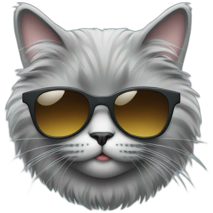 Grey fluffy cat with sunglasses  emoji