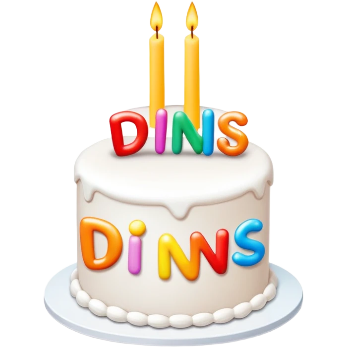 Um bolo de aniversário com o nome "Dinis"  emoji