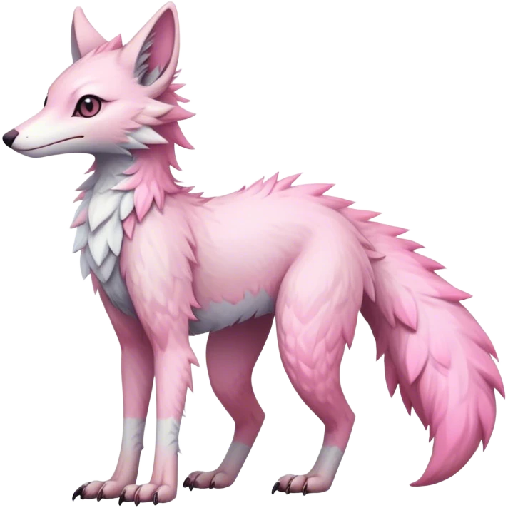 Feral Rare Fantasy cute pastel pink Vernid-Sergal-Trico-species by LiLaiRa, markings, full body, 4 legs emoji