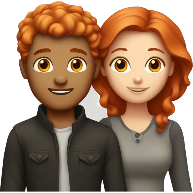 Red haired white couple in love emoji