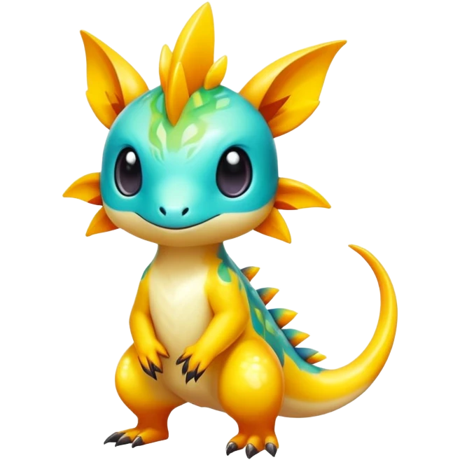Exotic tropical shiny rare epic cute Fakémon-creature, full body, with random markings emoji
