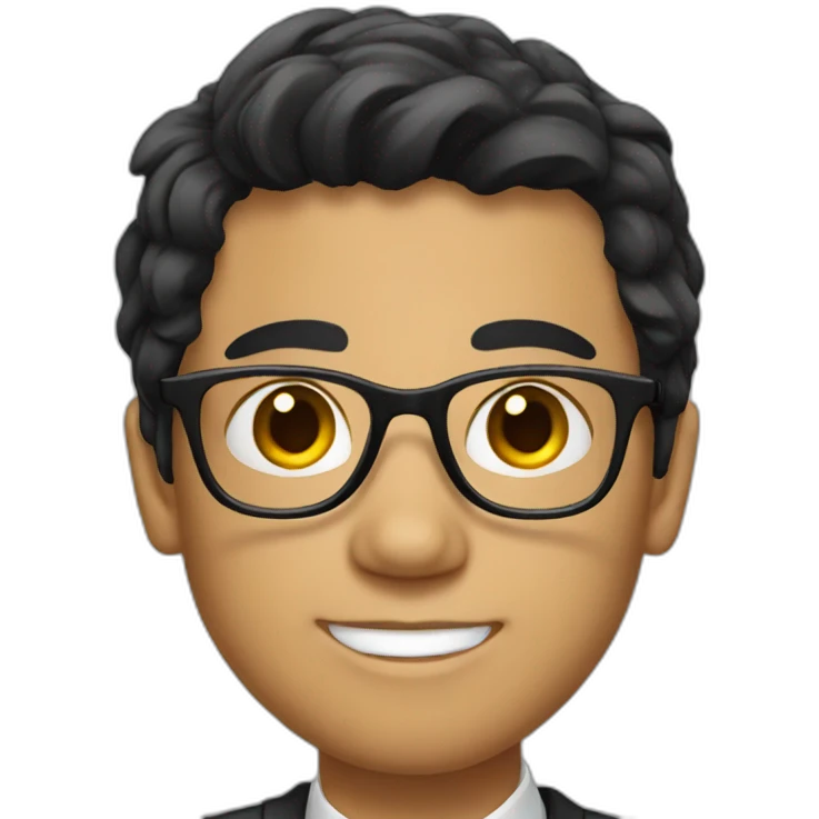 young lawyer with glasses and black hair emoji