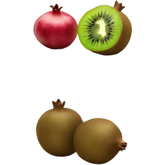 one kiwi and one pomegranate close to each other emoji