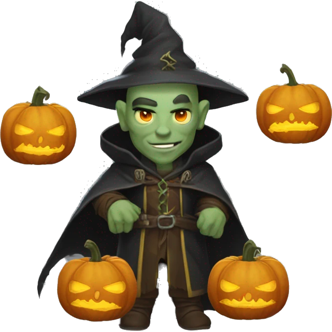 half-orc male wizard necromancer pumpkin emoji