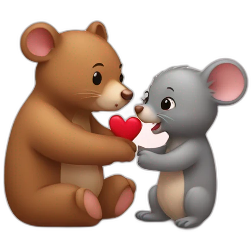 Mouse and bear in love emoji