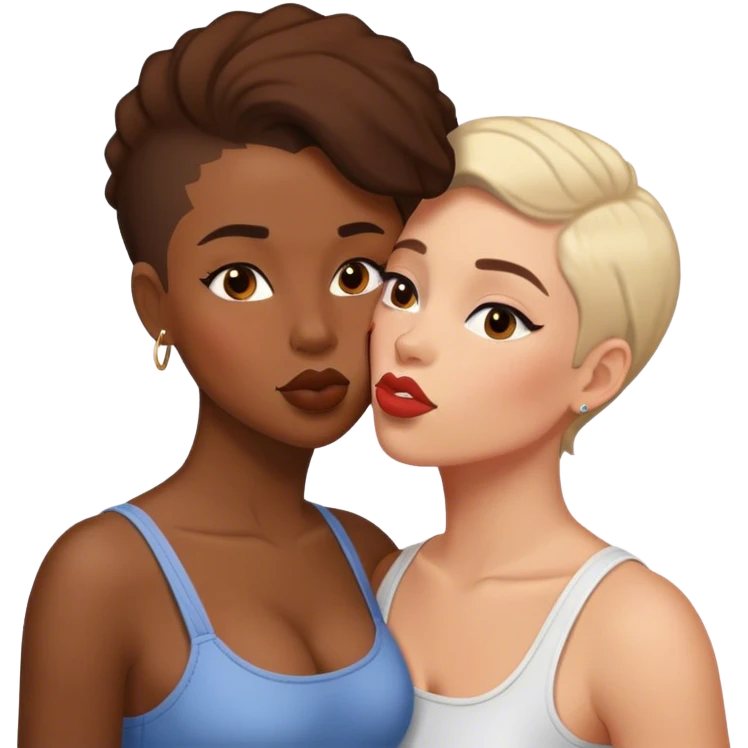 interracial couple kissing. both are women. one is butch and one is femme emoji