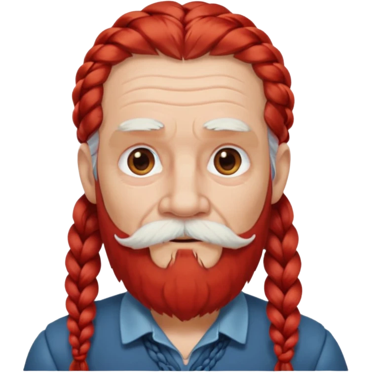 very old, white bearded and white mustached, red long haired, braided, earringed emoji