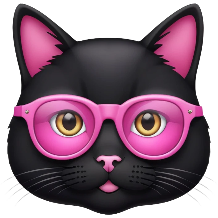 Black cat in pink glasses emoji