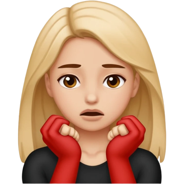 Girl pretending to choking herself out emoji