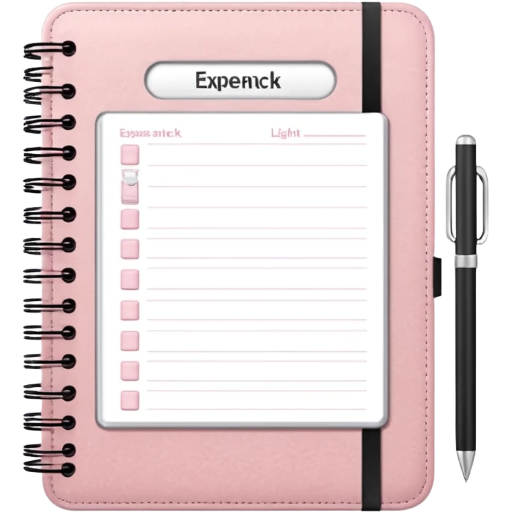 Light Pale Pink expense tracker note book emoji