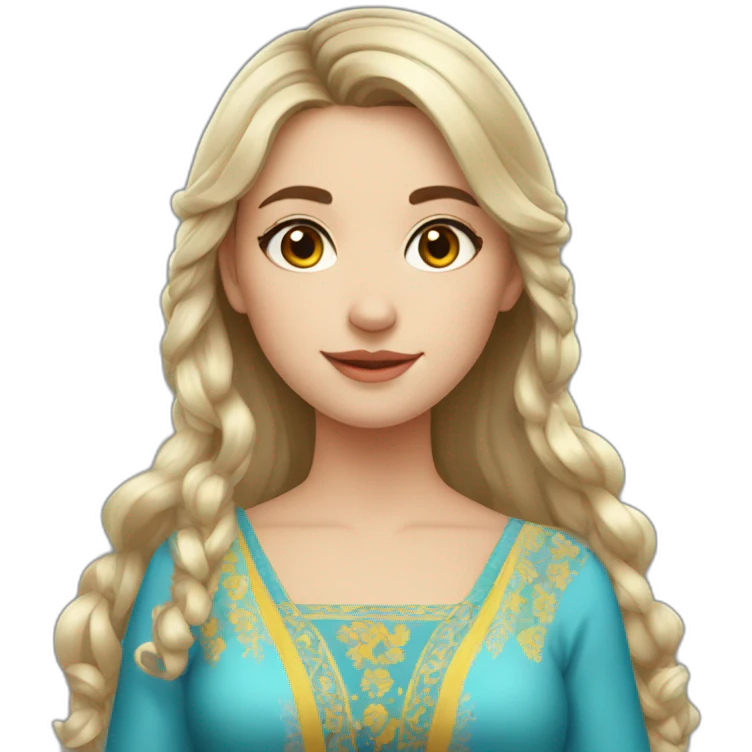 Beautiful ukrainian girl with middle hair wearing middle dress emoji