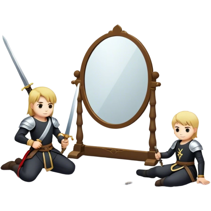 the sword on the floor and a mirror person emoji