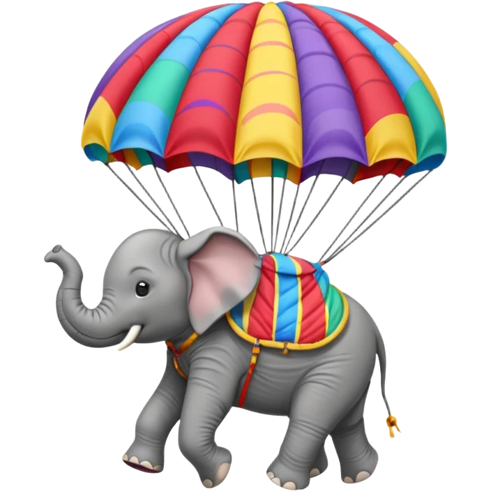 elephant riding parachute emoji