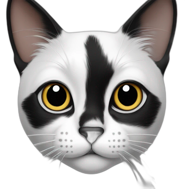BLACK AND WHITE CAT WITH SPOT ON NOSE emoji