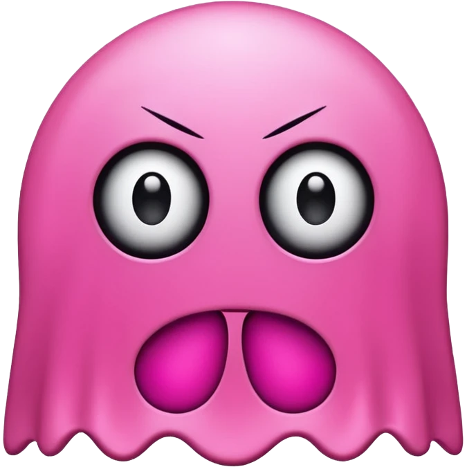Pink Pacman ghost character with big eyelashes emoji