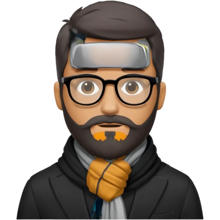 gray scarf male  beard hair with suit glasses emoji