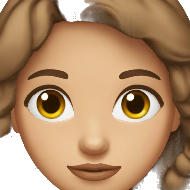woman brown hair eyes brown, in love emoji