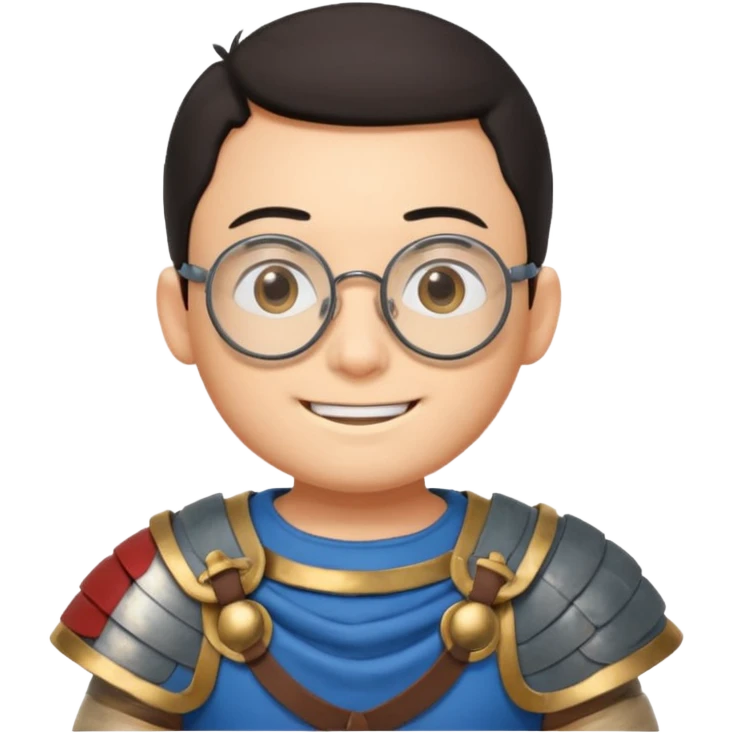 Nobita, wearing gladiator cloth, big round glassed emoji