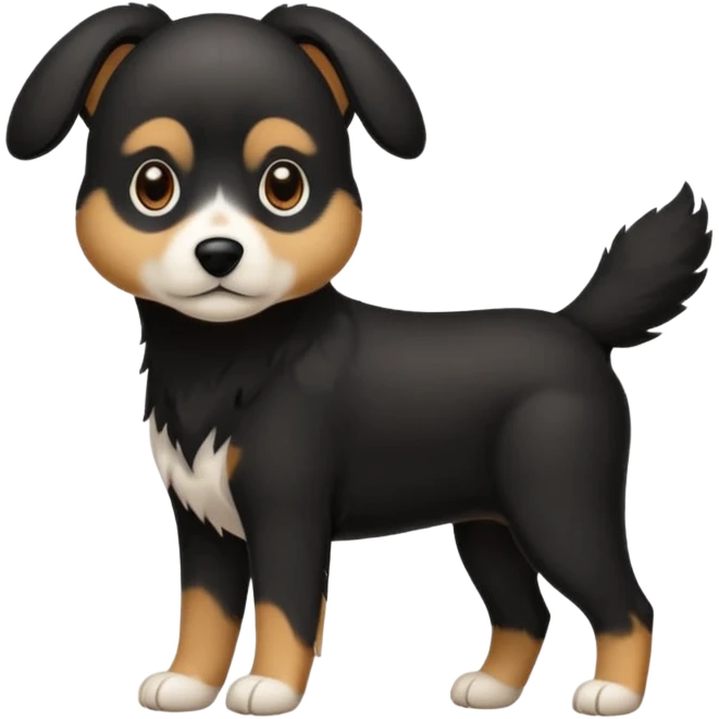 Chien noir avec poitrine et patte avant droite blanche emoji