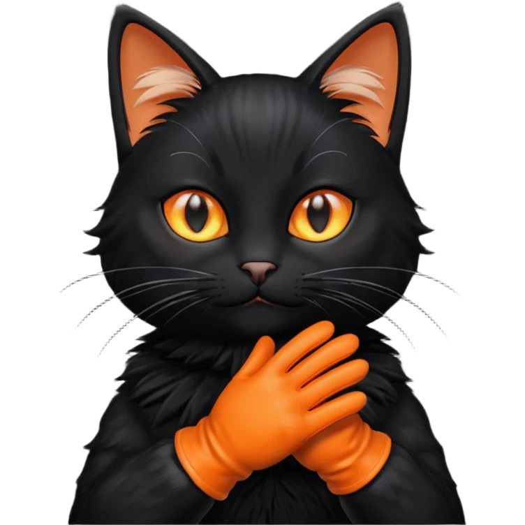 Black cat wearing gloves emoji