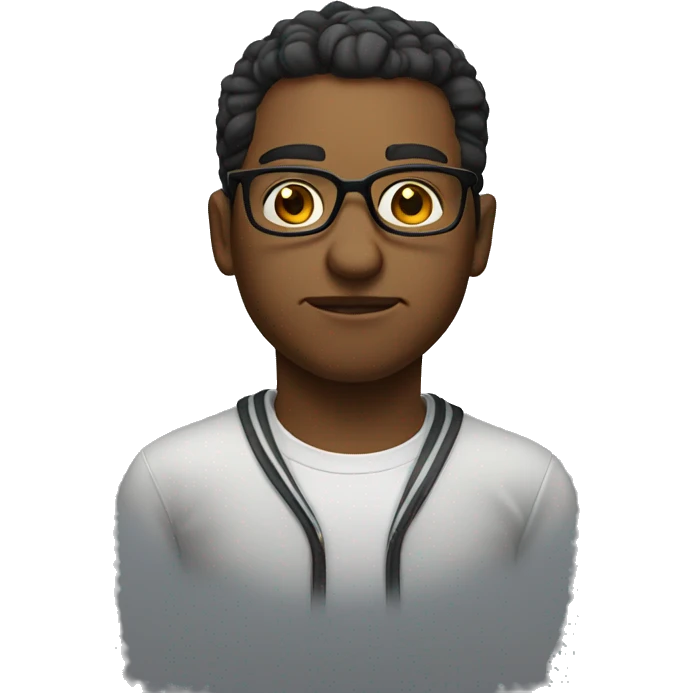 male portrait with glasses, looking down, making a kissy face  emoji