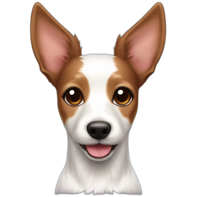 happy female white and brown toy fox terrier with long fur emoji