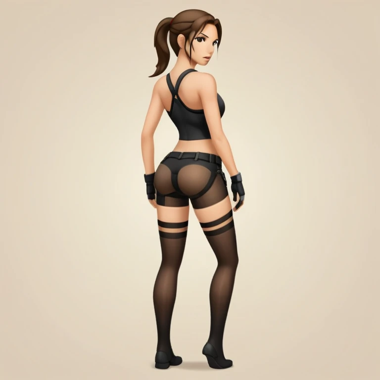 Lara Croft in black stockings with great ass emoji