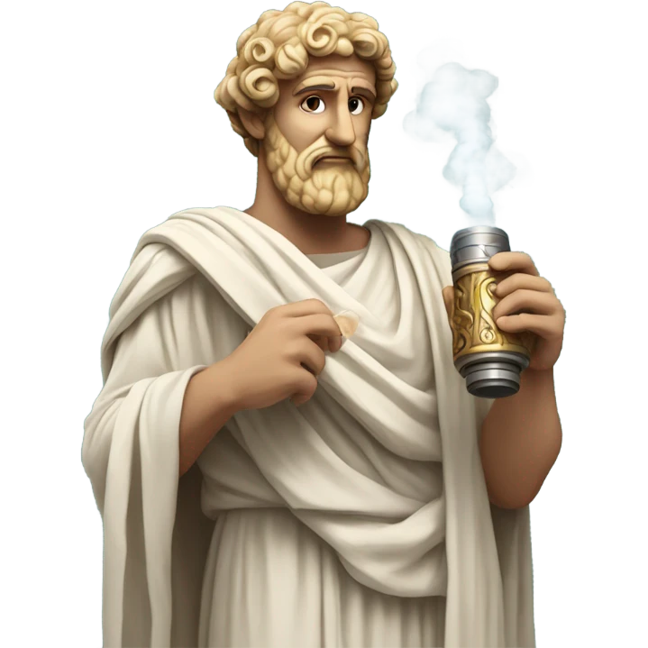 Ancient Greek holding a vape emoji