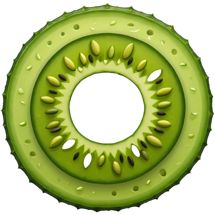 round pickle slice, detailed, vibrant green, seeds visible emoji