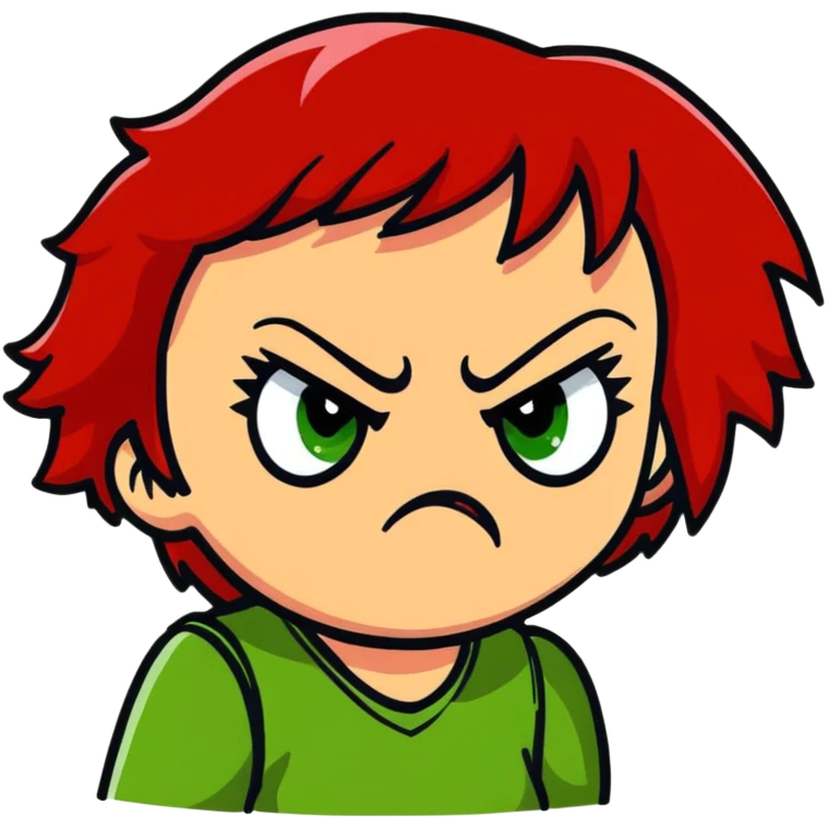 Angry girl with red hair and green eyes emoji