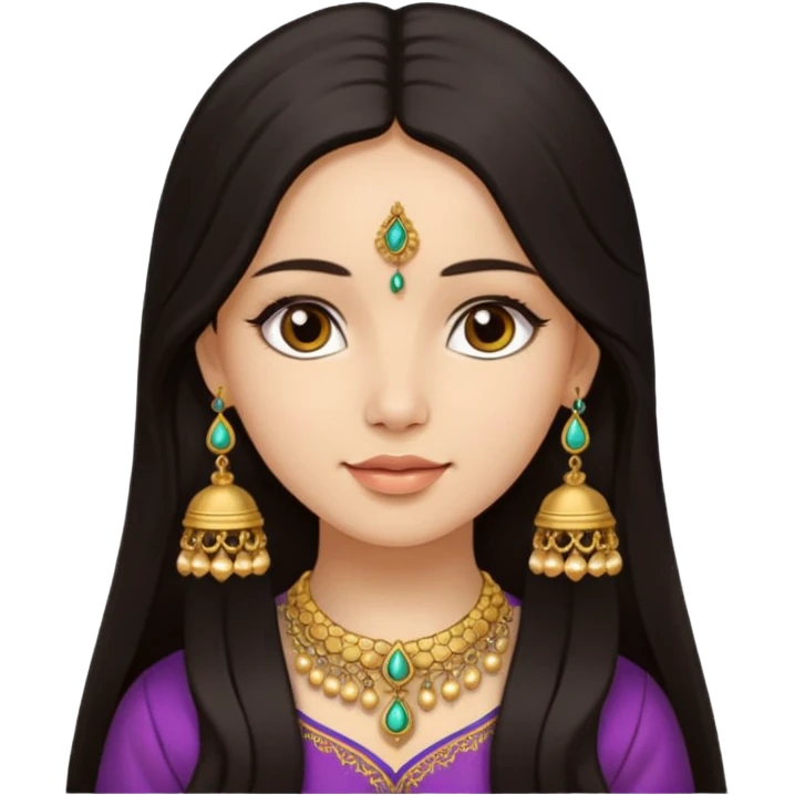 A jhumka girl with hair and face only passport size picture emoji