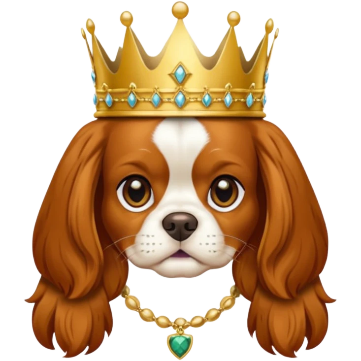 cavalier king charles spaniel wearing a crown emoji