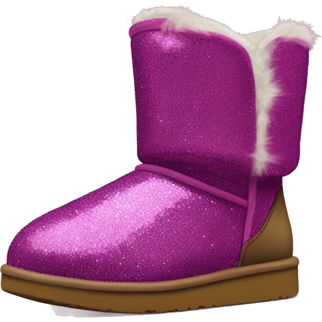 Realistic magenta glitter and fur Ugg boots. emoji