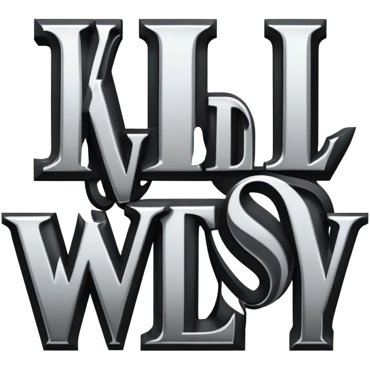 western cowboy style connected BLK letters with metallic silver outline, wild west typography, transparent background, only the black letters visible emoji
