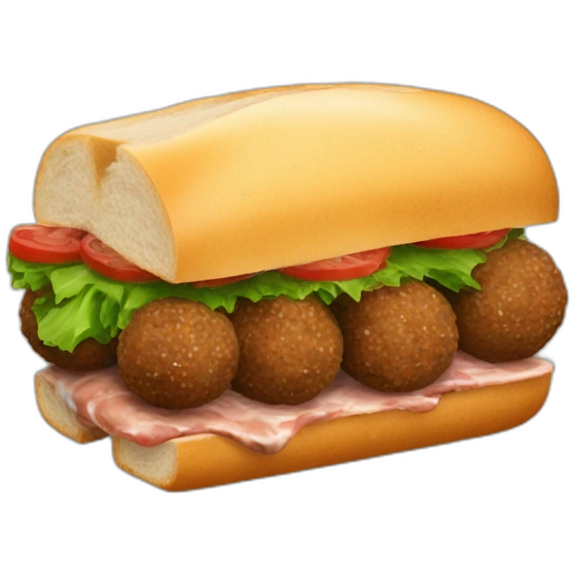 sandwich with hot meat balls and black pepper sauce emoji