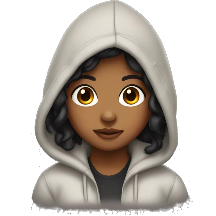 brownskin girl with black hair wearing a hoodie emoji