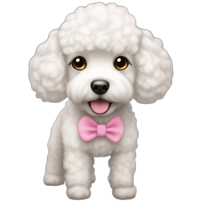 White poodle bichon with pink nose emoji