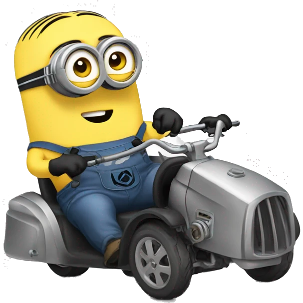 Minion operating a motor vehicle emoji