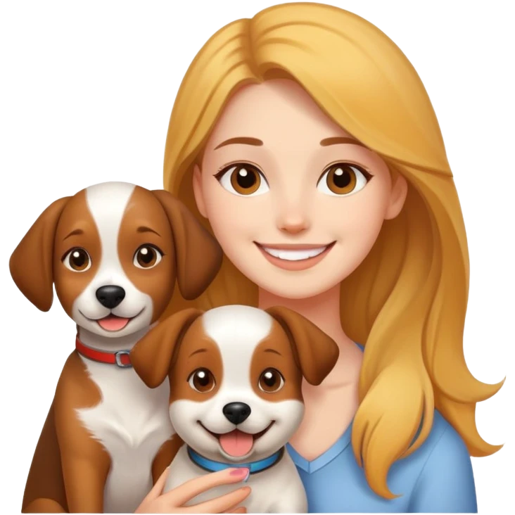 young woman with a cute dog, friends emoji