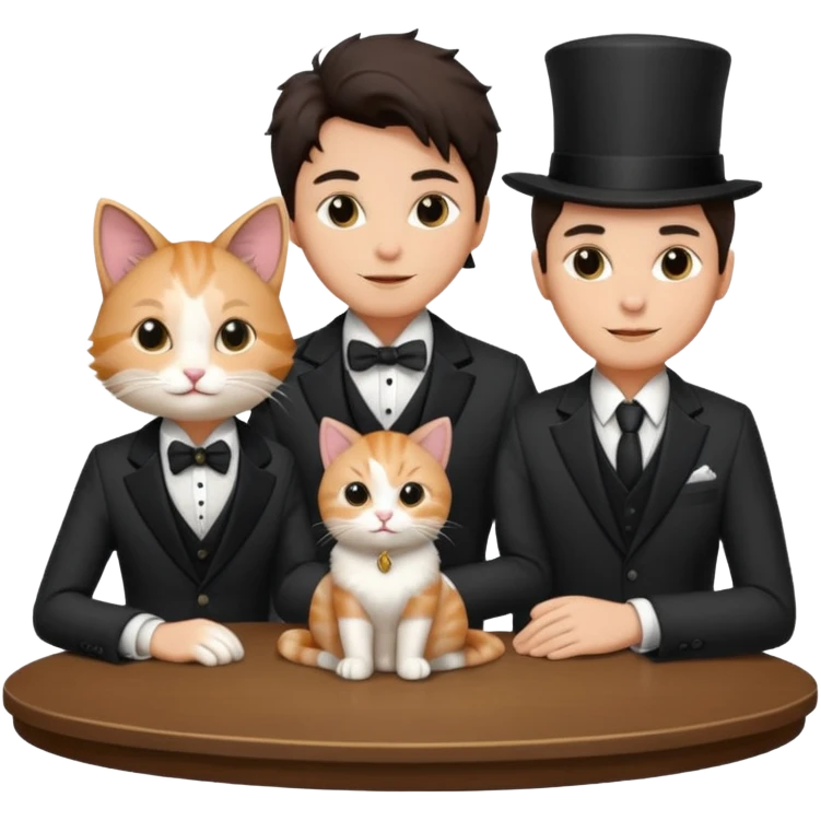 magician couple and their pet cat emoji