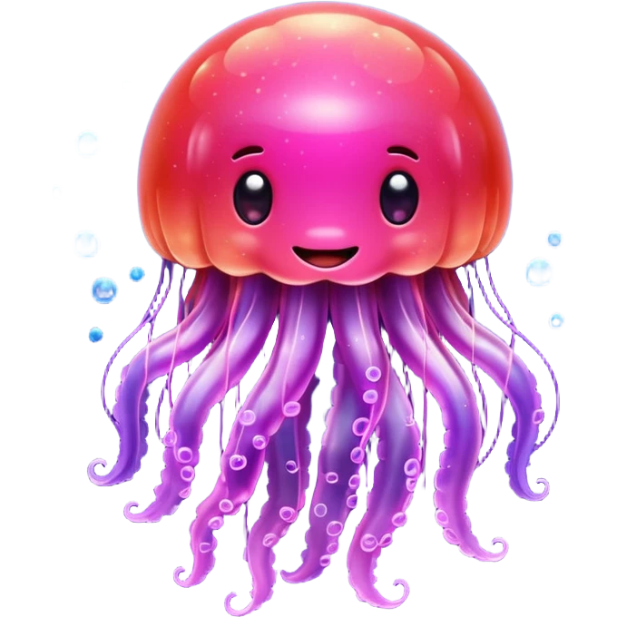 color gradient between red and purple glitter cute happy jellyfish emoji